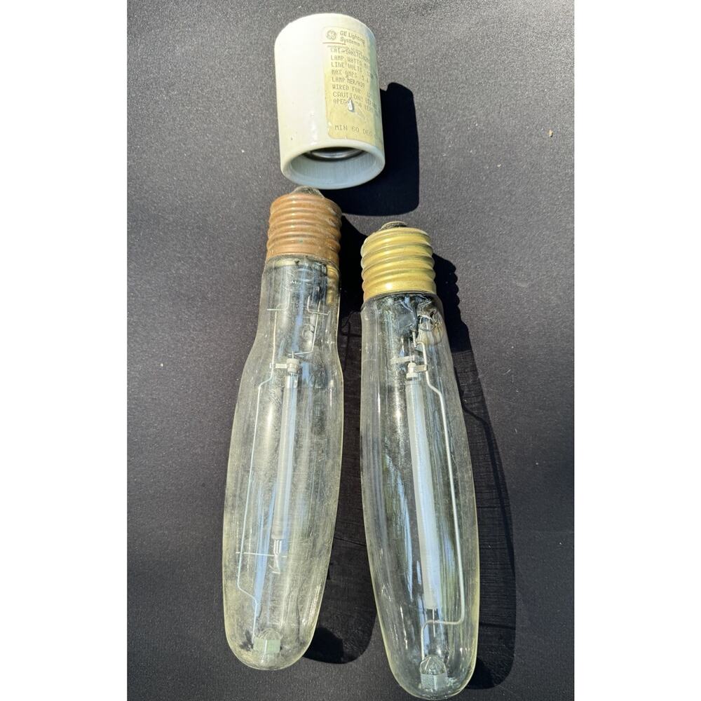 2 GE LU200 LUCALOX LAMP HIGH PRESSURE SODIUM & Lamp Adapter-S1